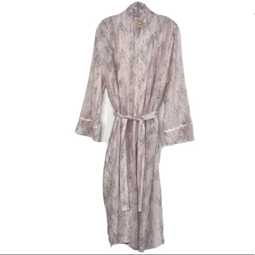 Papinelle Pink Floral Silk Cotton Maxi Robe